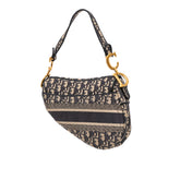 Oblique Embroidered Canvas Saddle Bag